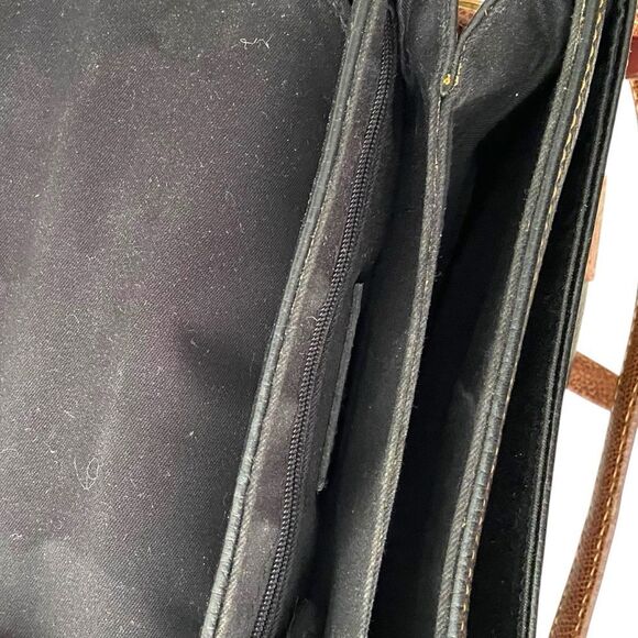 Vintage Liz Claiborne Black and Brown Leather Crossbody Bag - Picture 8 of 11